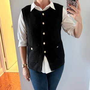 Black Button-Up Knit Vest